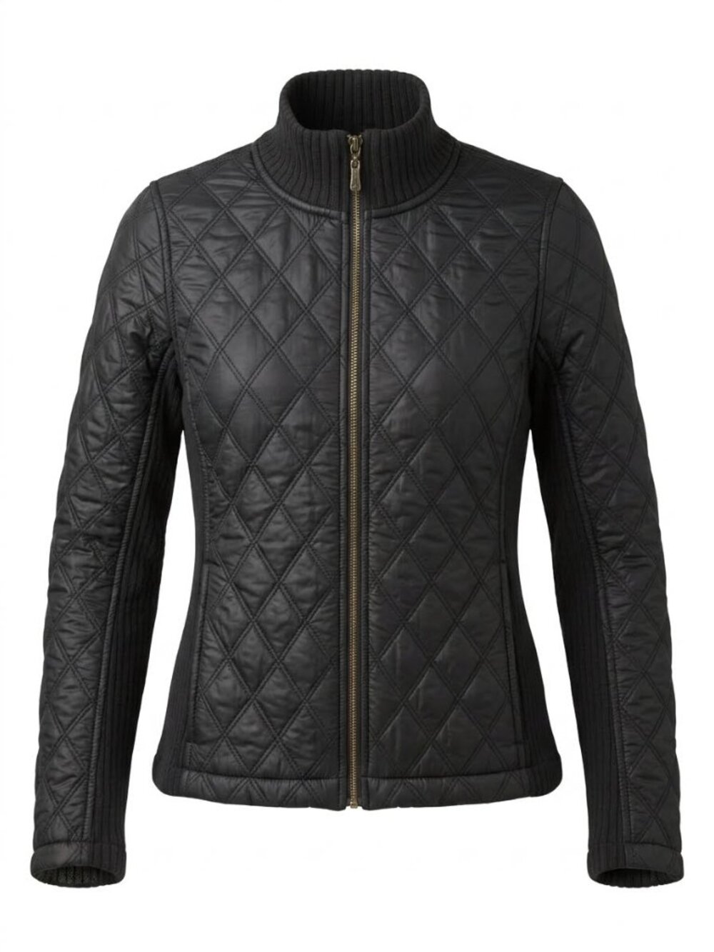 Prana Diva Black Quilted Faux Leather Full Zip Slim Fit Moto Jacket 3810